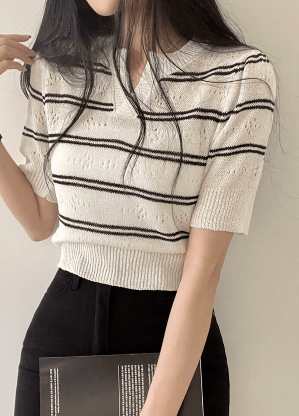 STRIPED PATTERNED PUNCHING KNIT ( 2 COLORS )
