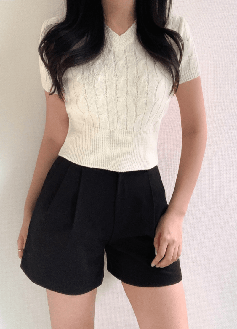 SUMMER V-NECK SHORTSLEEVED KNIT ( 3 COLORS )