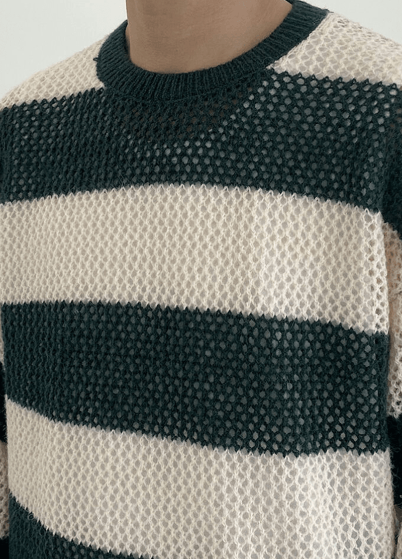 PUNCHING SEE-THROUGH STRIPED KNIT