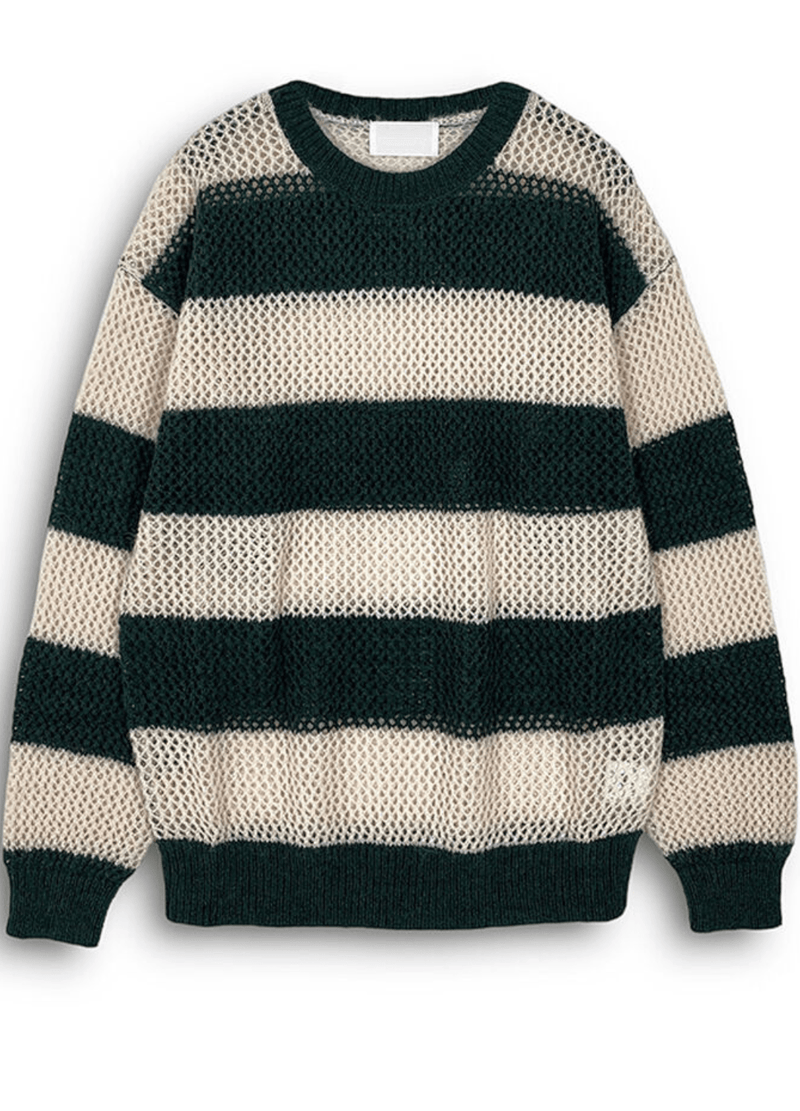 PUNCHING SEE-THROUGH STRIPED KNIT