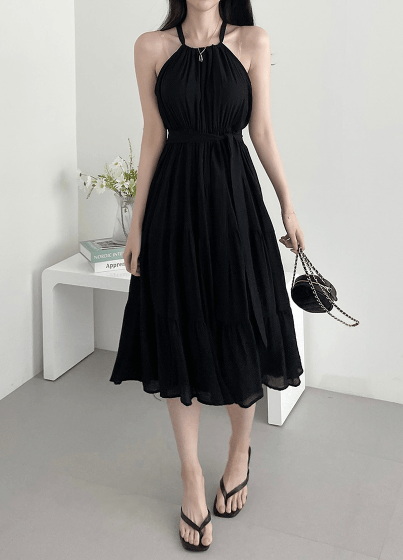 SLEEVELESS HALTERNECK DRESS ( 2 COLORS )