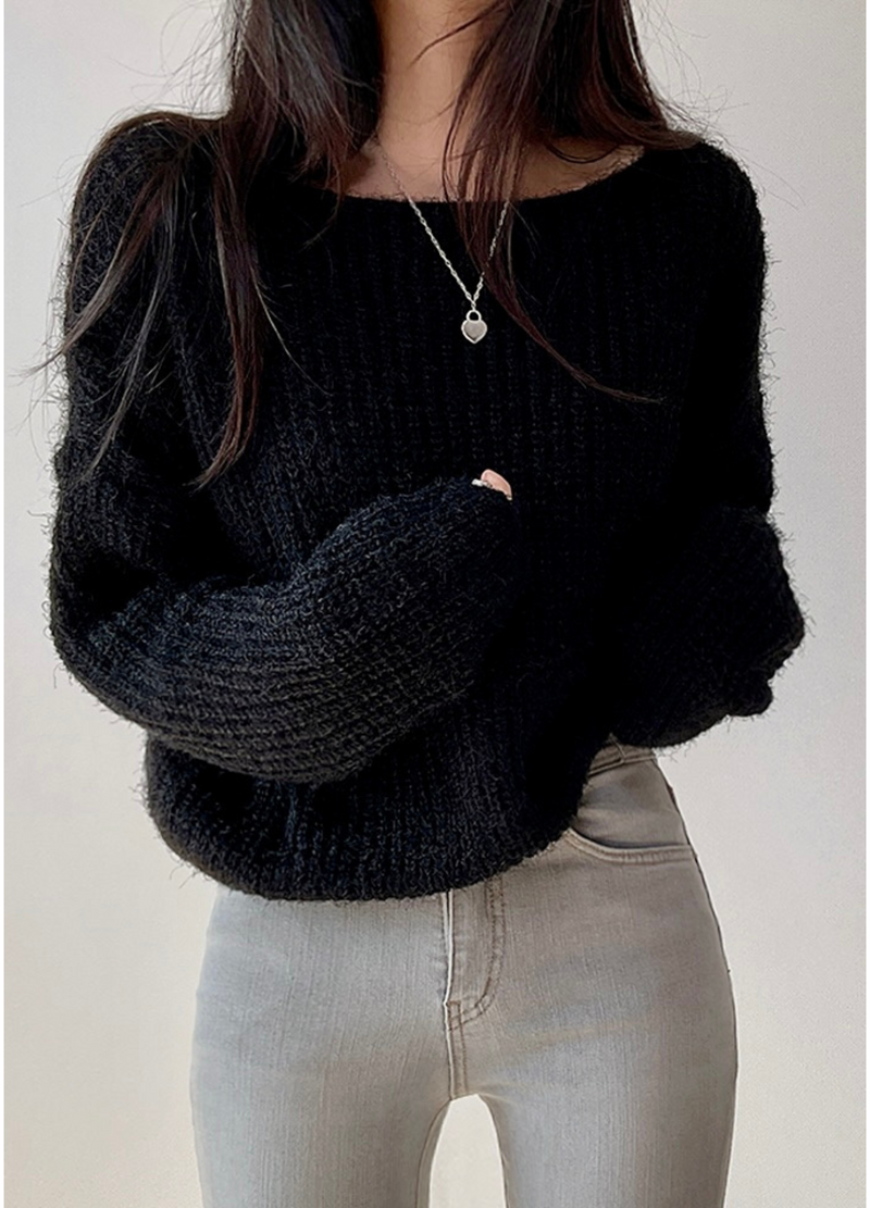 BOAT NECK ANGORA KNIT ( 4 COLORS )