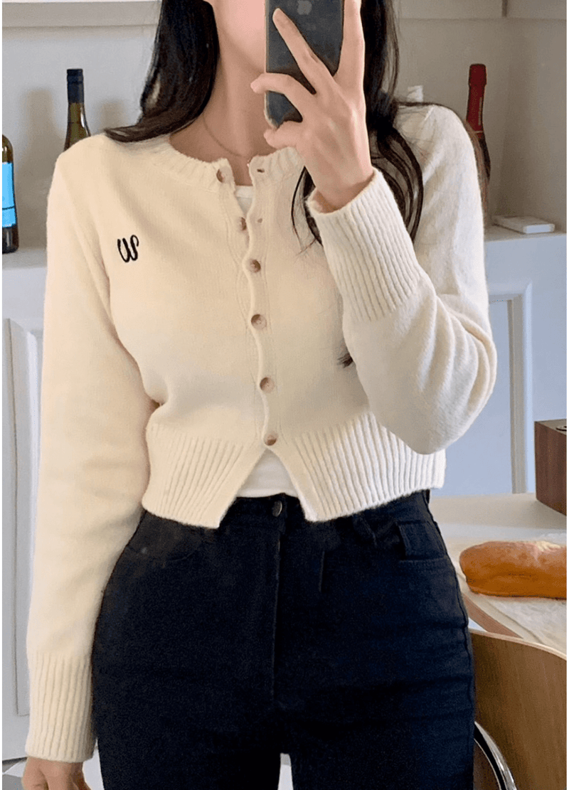 EMBROIDERY KNIT CARDIGAN ( 4 COLORS )