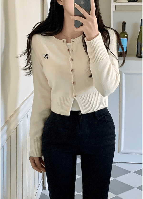 EMBROIDERY KNIT CARDIGAN ( 4 COLORS )
