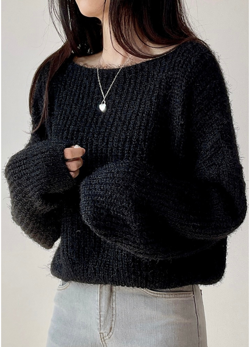 BOAT NECK ANGORA KNIT ( 4 COLORS )