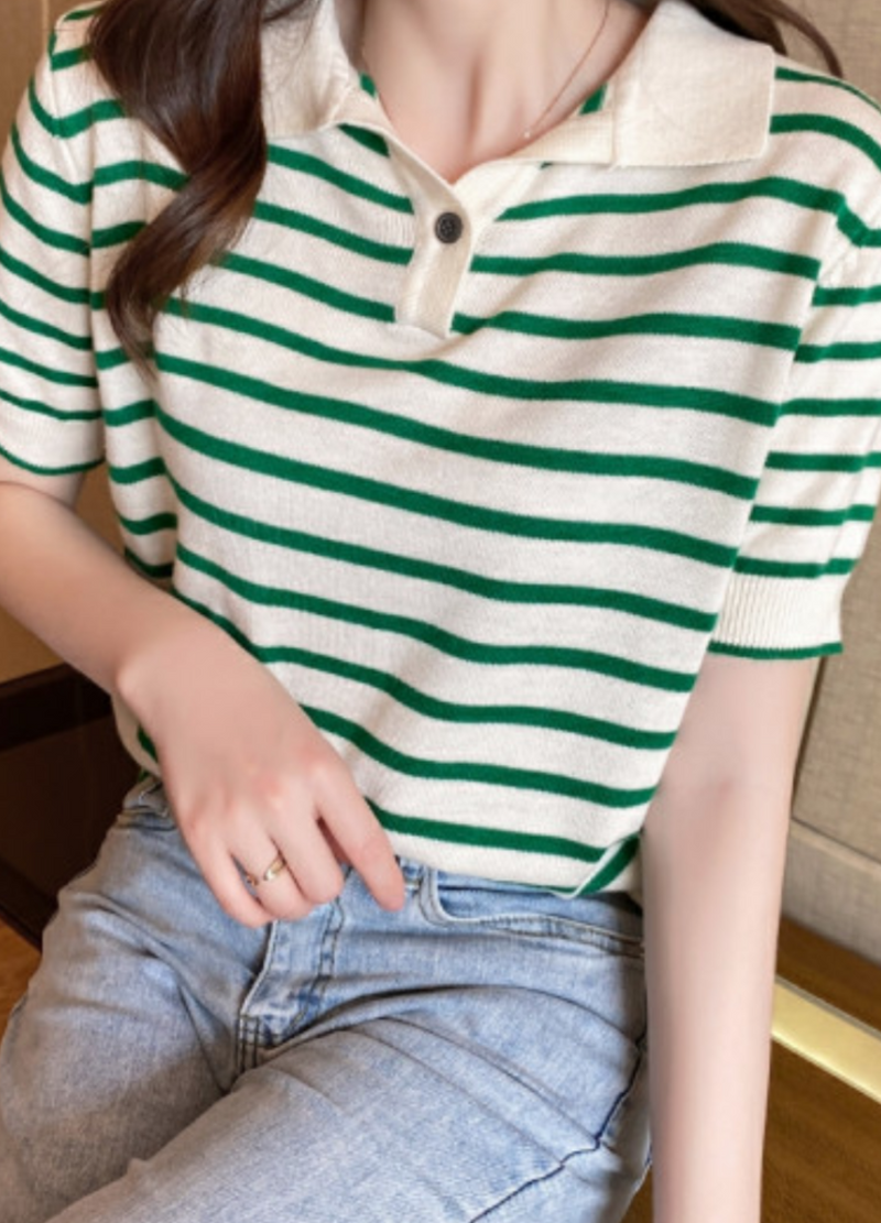 ONE BUTTON SHORTSLEEVE KNIT ( 3 COLORS )