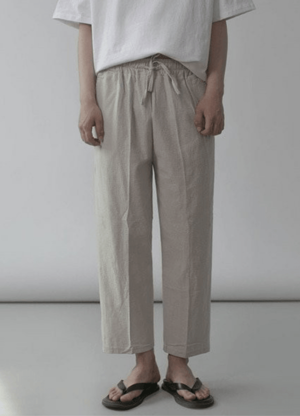 LINEN WIDE BANDING CROPPED PANTS ( 3 COLORS )