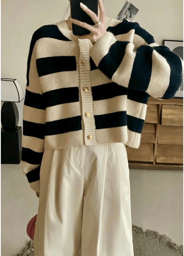 THICK STRIPE CARDIGAN ( 2 COLORS )