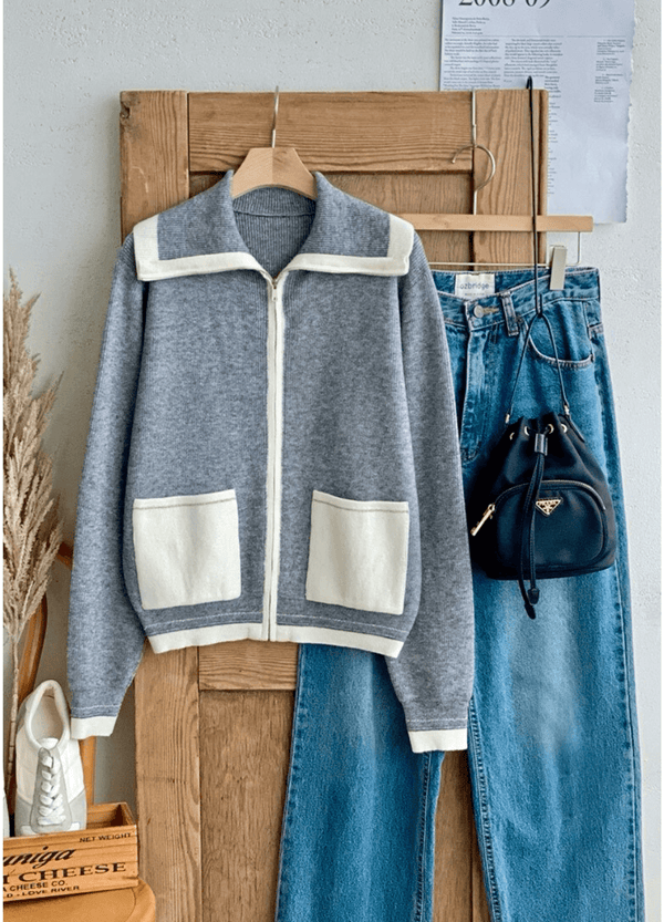 HIGH NECK ZIP KNIT ( 3 COLORS )