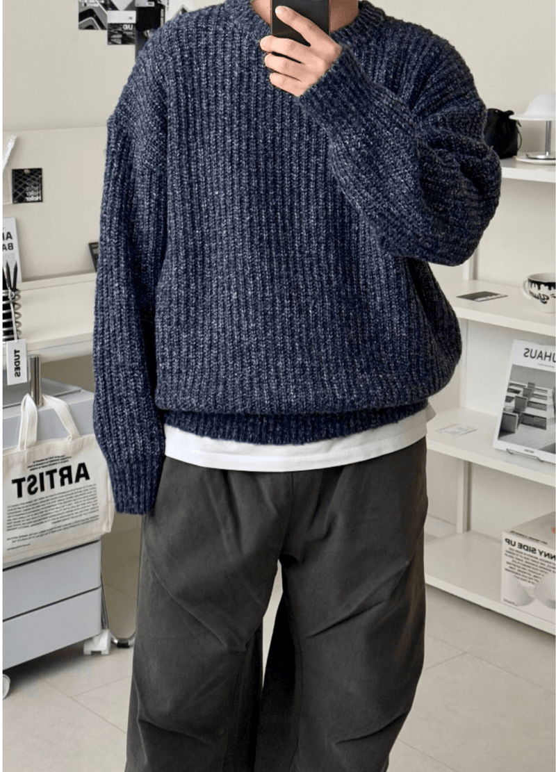 TWO-TONE HACCI SWEATER ( 2 COLORS )