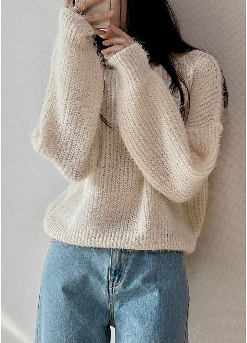 BOAT NECK ANGORA KNIT ( 4 COLORS )