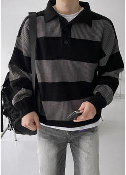 OVER SIZE FIT STRIPE KNIT ( 2 COLORS )