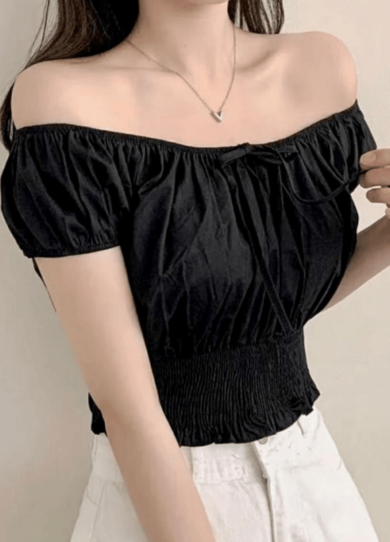 CROP RIBBON BLOUSE ( 3 COLORS )