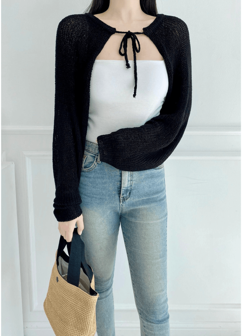 RIBBON CROP BOLERO ( 4 COLORS )