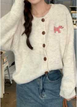 CHECKER PUPPY CARDIGAN ( 3 COLORS )