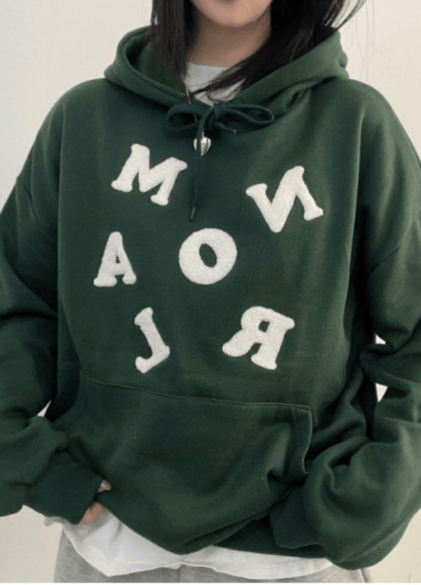 ALPHABET FLEECE-LINE HOODIE ( 2 COLORS )