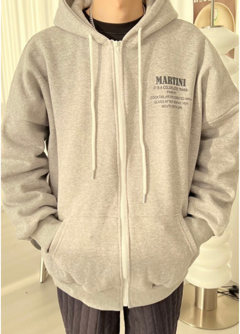 LETTERING HOODIE FLEECE ZIP-UP ( 2 COLORS )