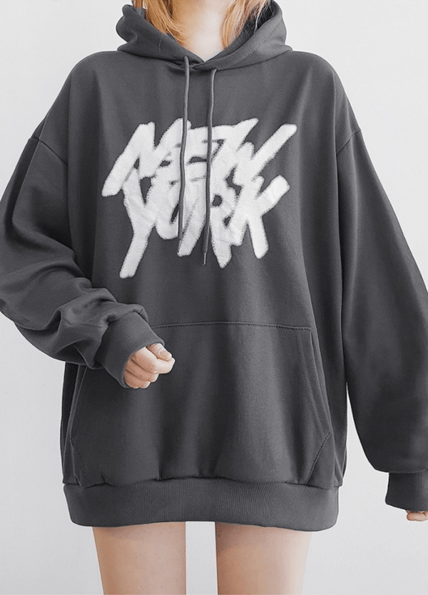 NY OVER FIT HOODIE ( 2 COLORS )