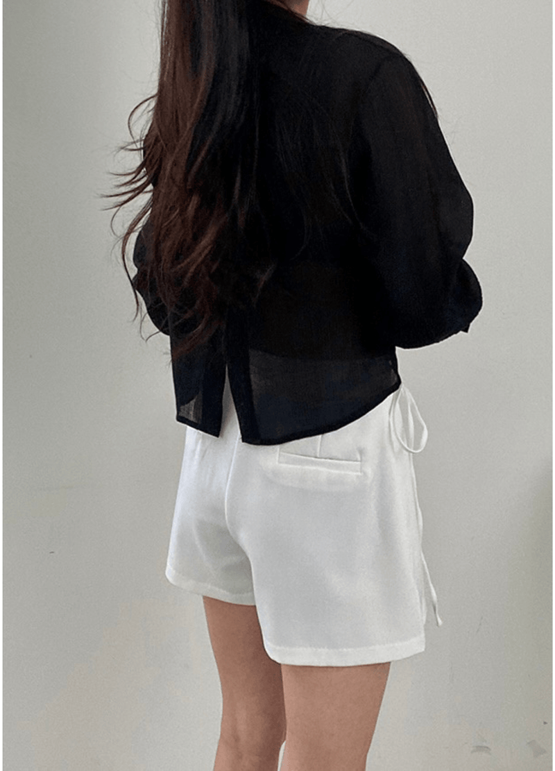 SEE-THROUGH BACK BUTTON SHIRT ( 3 COLORS )