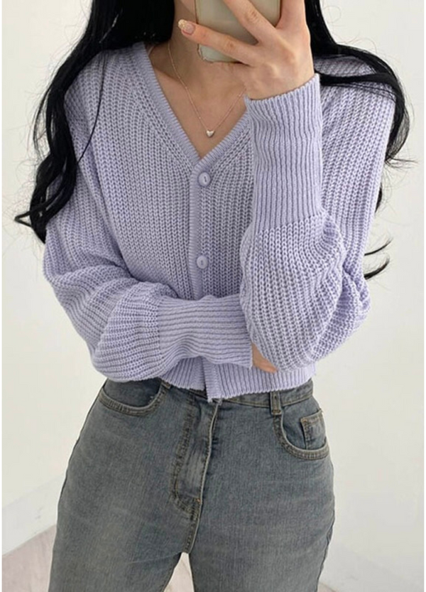 CROP WAFFLE CARDIGAN ( 2 COLORS )