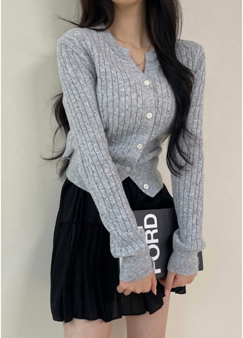 CABLE KNIT CARDIGAN ( 2 COLORS )