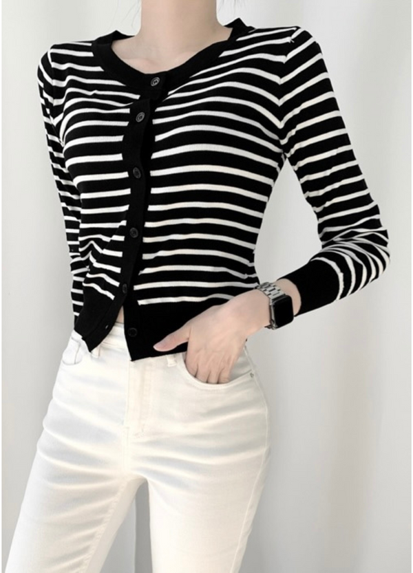 SLIM FIT STRIPE CARDIGAN ( 2 COLORS )