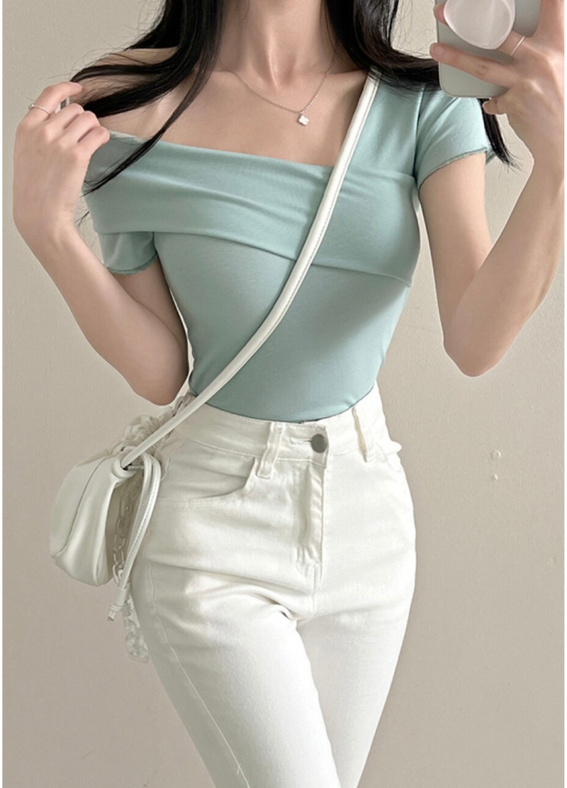 WRAP OFF SHOULDER T-SHIRT ( 3 COLORS )