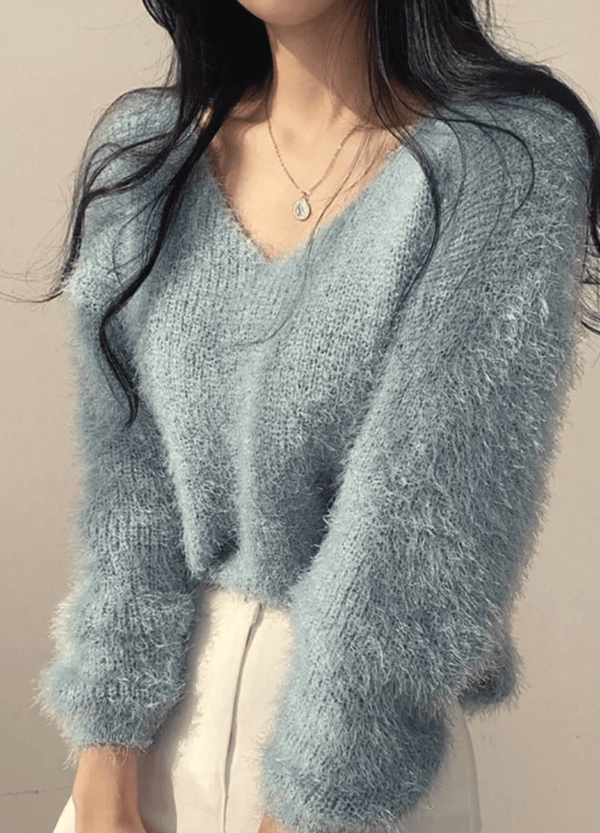 ANGORA V-NECK KNIT ( 2 COLORS )