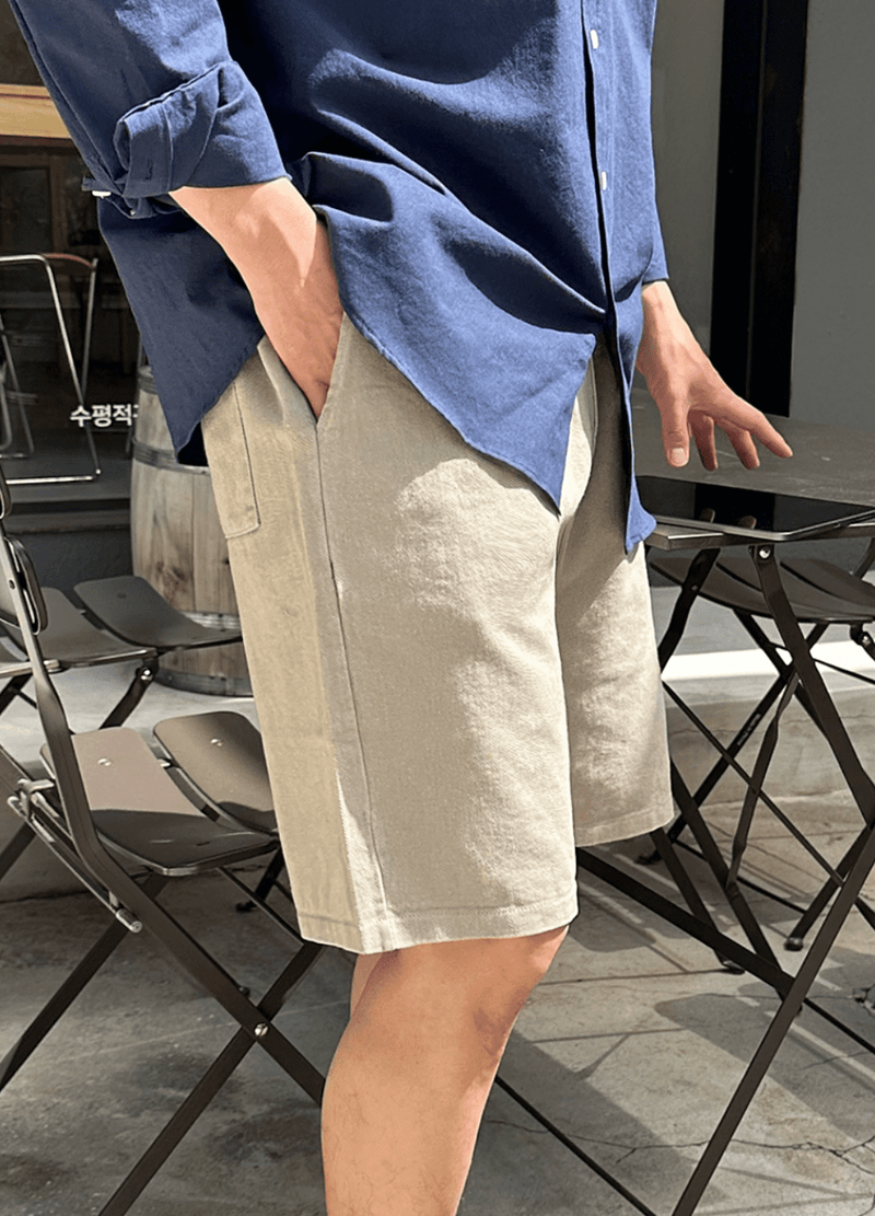 WIDE-FIT COTTON SHORTS  ( 3 COLORS )