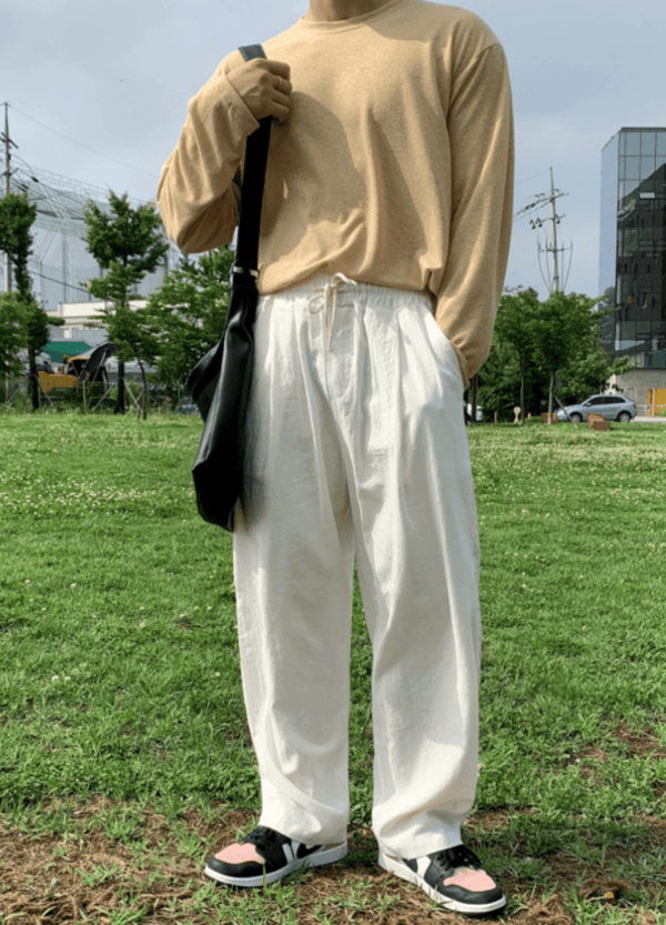 LINEN WIDE-FIT PANTS ( 3 COLORS )