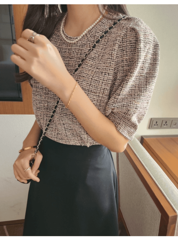 TWEED BLOUSE KNIT ( 2 COLORS )