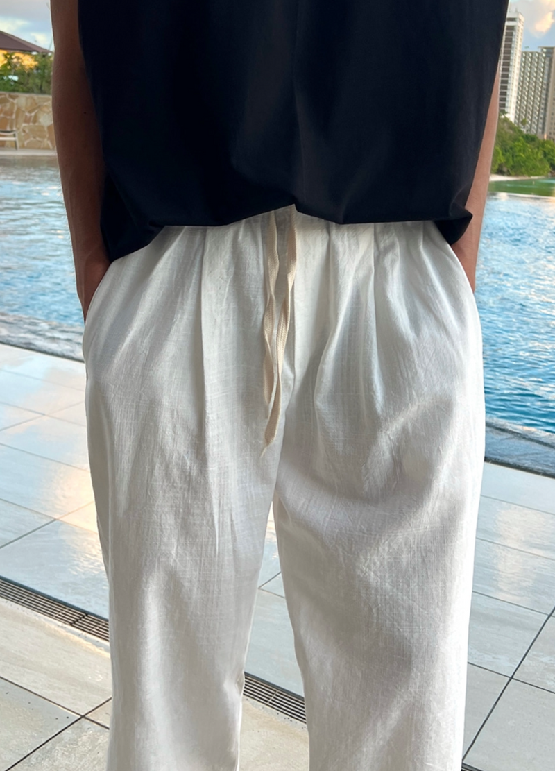 CROPPED LINEN WIDE PANTS ( 3 COLORS )