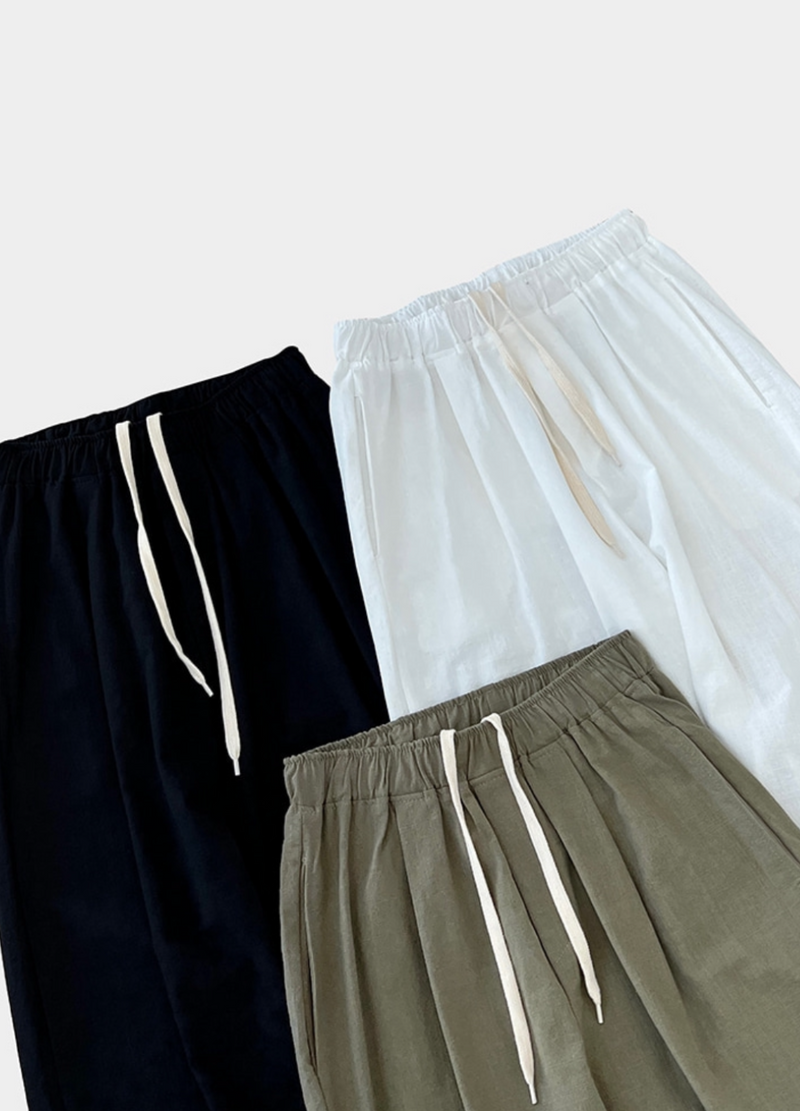 CROPPED LINEN WIDE PANTS ( 3 COLORS )