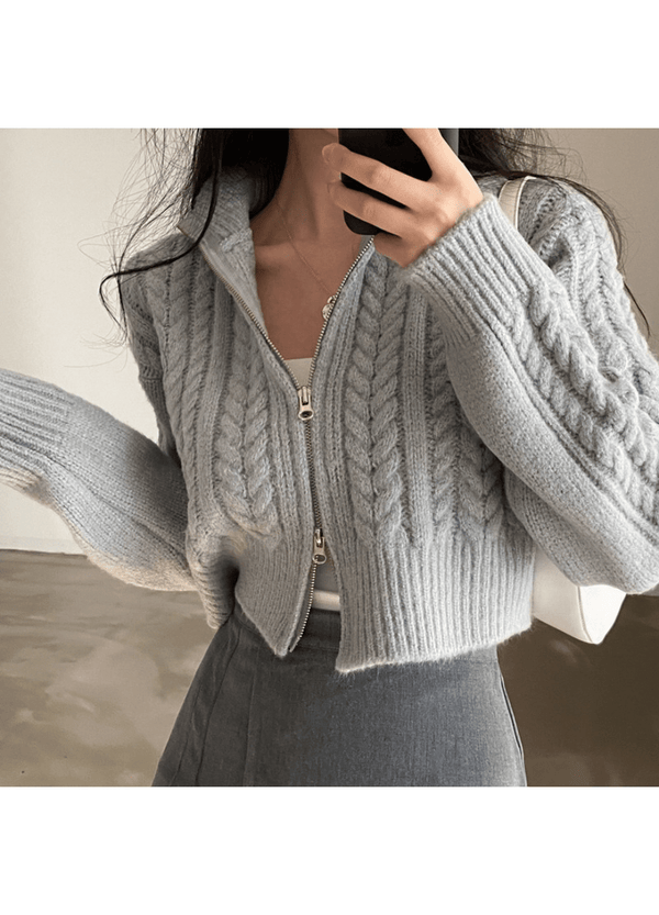 TWO-WAY CROPPED ZIP-UP ( 3 COLORS )