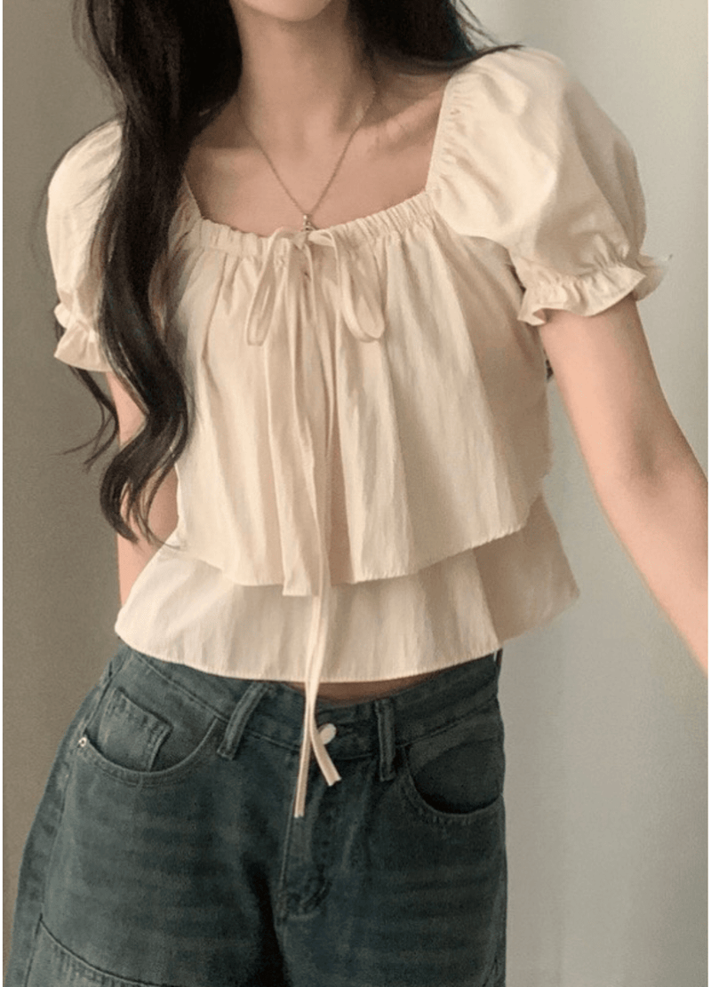 DOUBLE LAYERED SHOR BLOUSE ( 3 COLORS )