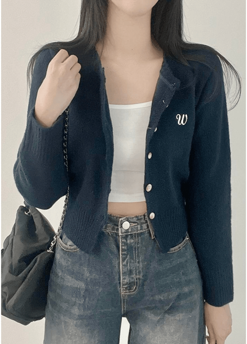 EMBROIDERY KNIT CARDIGAN ( 4 COLORS )