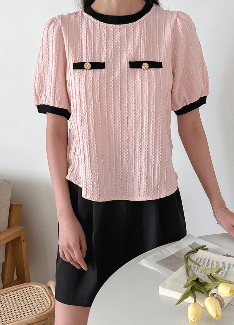 COLOR SCHEME SHORT BLOUSE ( 2 COLORS )