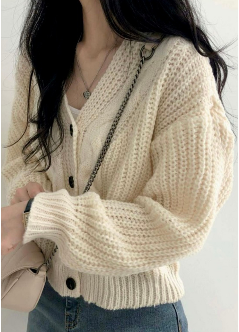 DAILY CABLE KNIT CARDIGAN ( 2 COLORS )