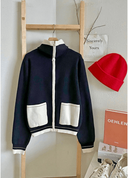 HIGH NECK ZIP KNIT ( 3 COLORS )