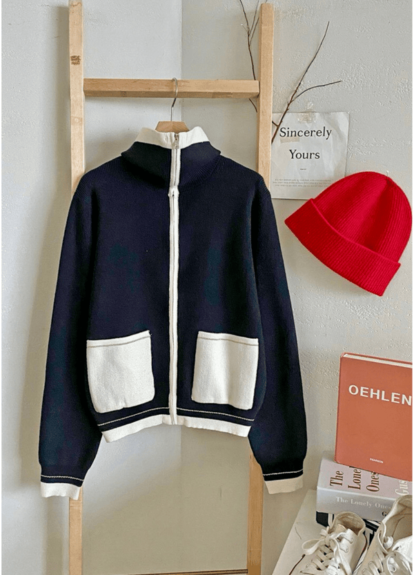 HIGH NECK ZIP KNIT ( 3 COLORS )