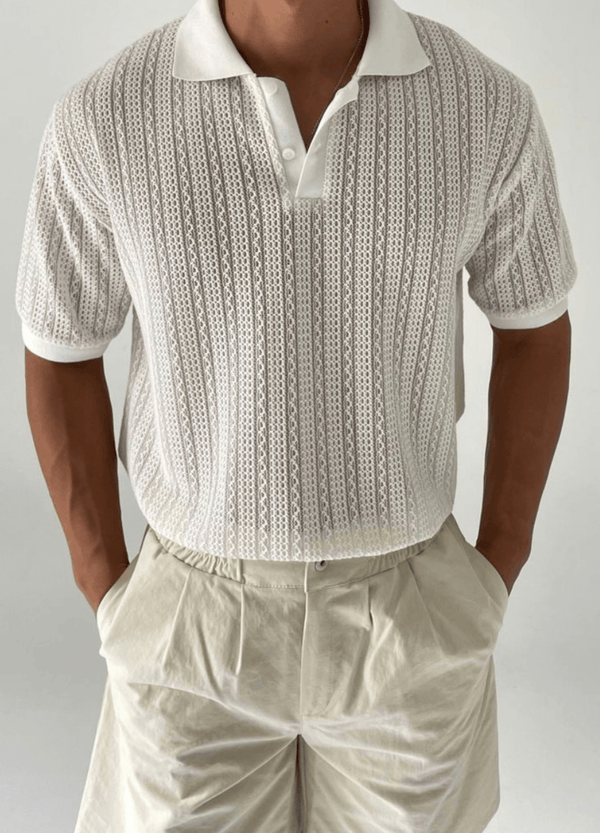 WAVY PATTERN SEE-THROUGH POLO ( 2 COLORS )