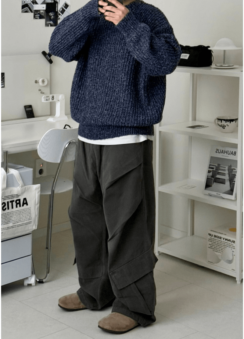 TWO-TONE HACCI SWEATER ( 2 COLORS )