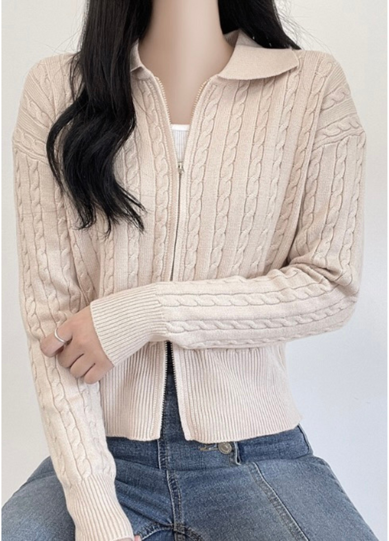 2WAY ZIP-UP KNIT CARDIGAN ( 3 COLORS )