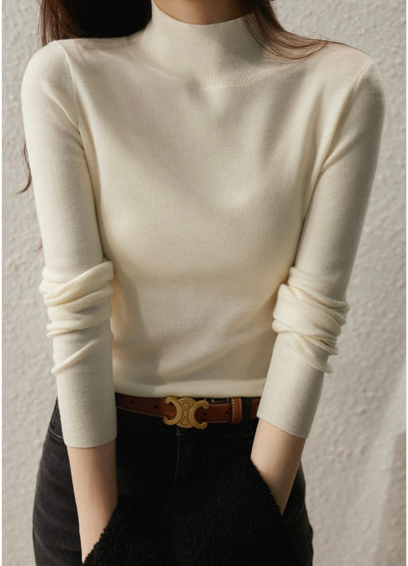 BASIC HALF NECK KNIT ( 2 COLORS )