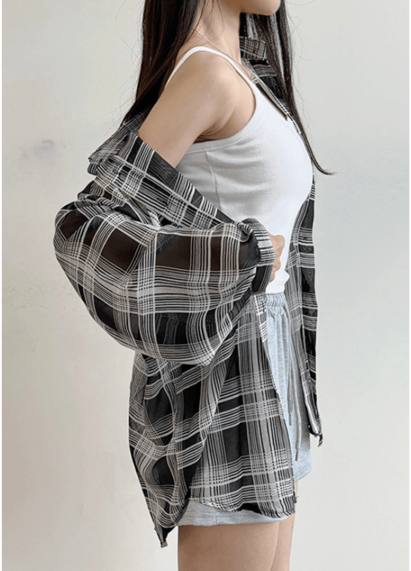 SEE-THROUGH LOOSE FIT SHIRT ( 2 COLORS )