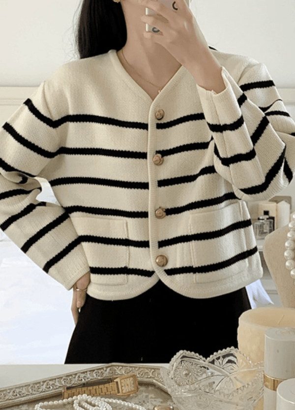 STRIPED KNITWEAR JACKET