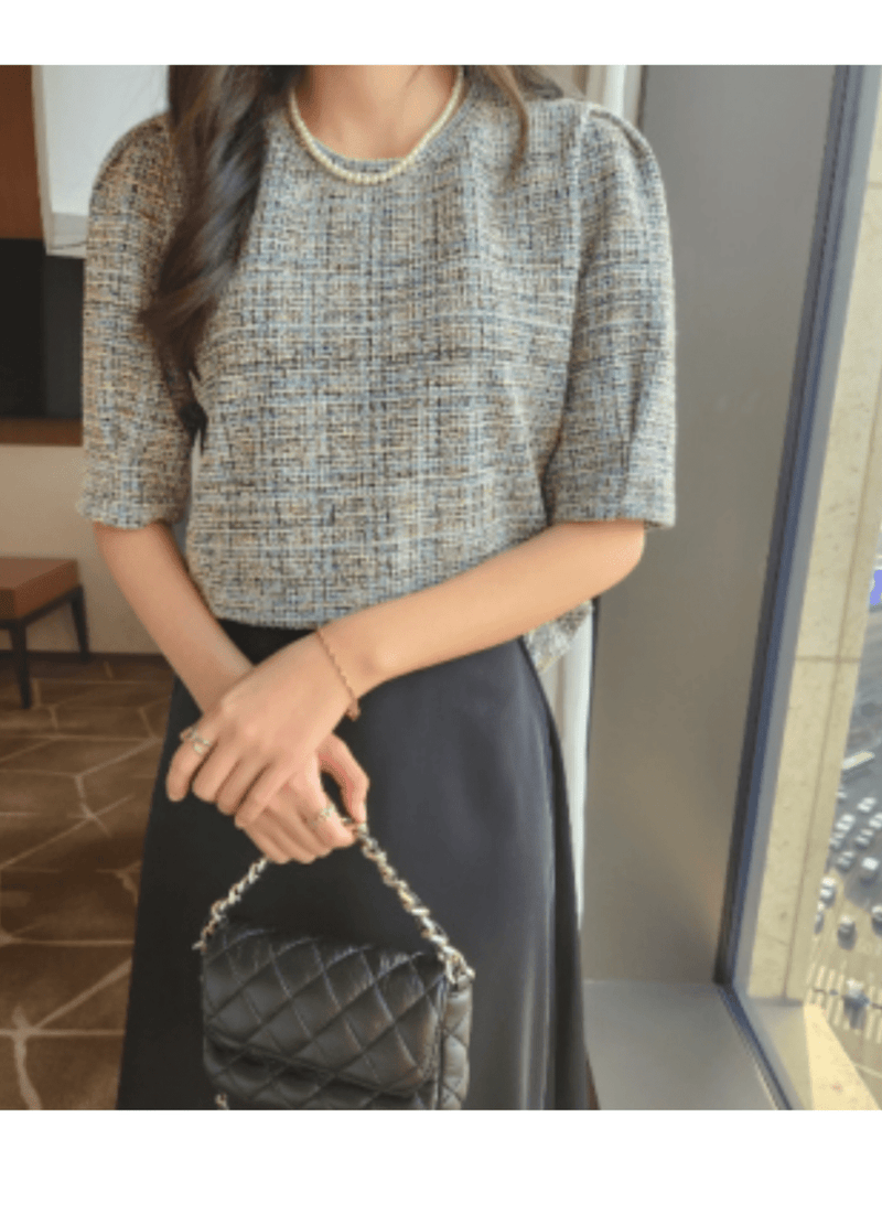 TWEED BLOUSE KNIT ( 2 COLORS )