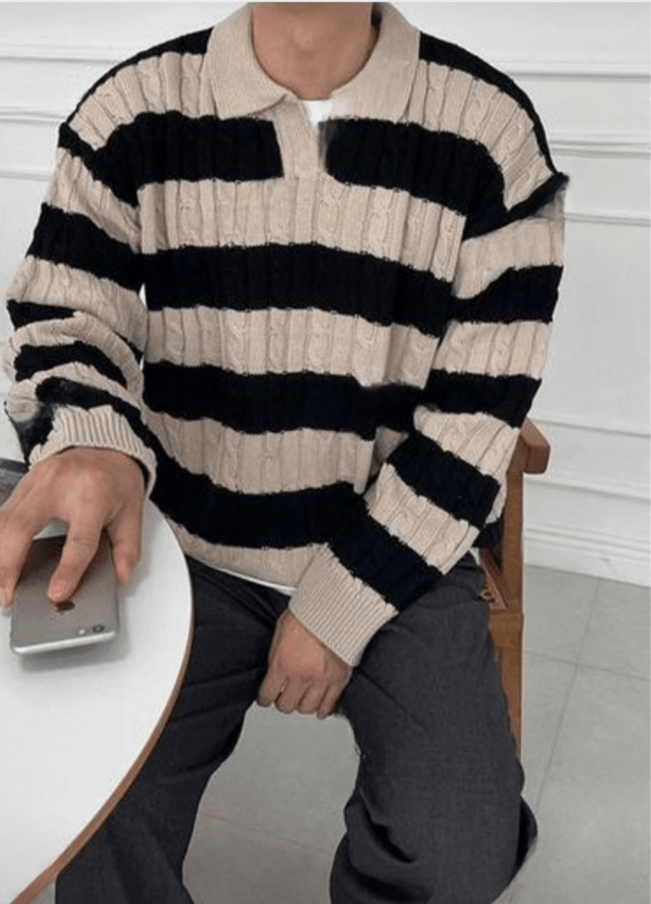 STRIPED CARA TWSIT SWEATER ( 2 COLORS )