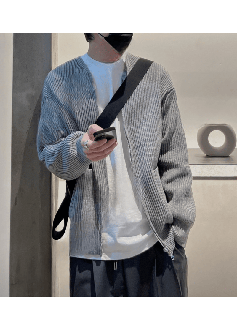 TWO-WAY KNIT ZIP-UP ( 2 COLORS )