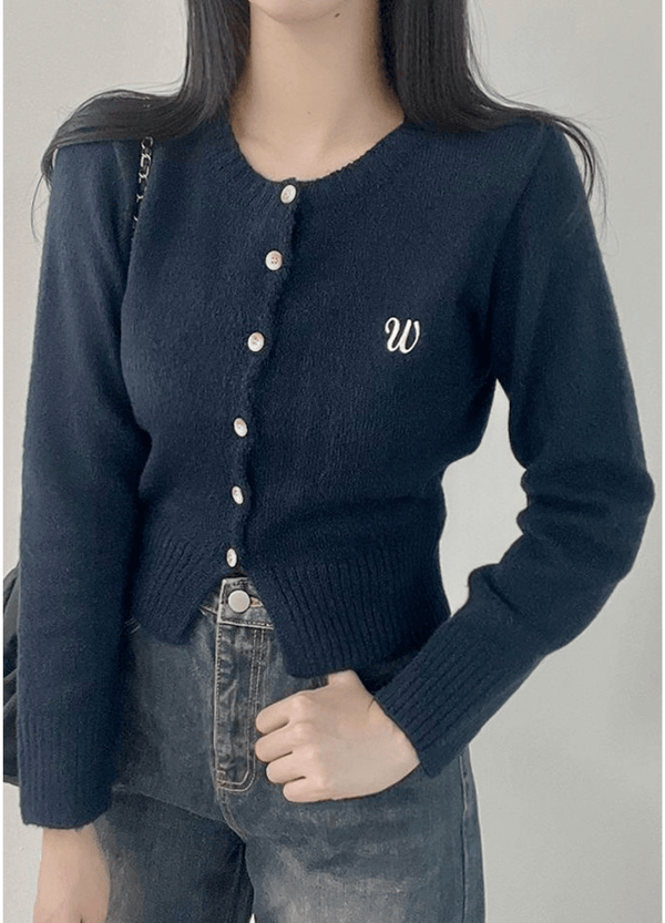 EMBROIDERY KNIT CARDIGAN ( 4 COLORS )
